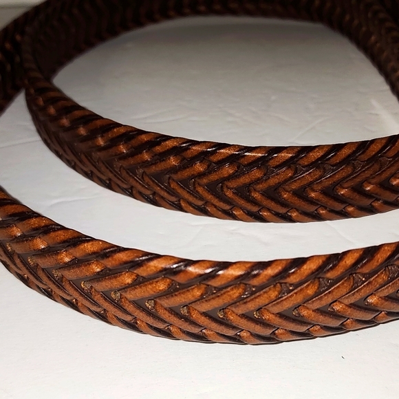 "PERRY ELLIS PORTFOLIO" BROWN LEAYJER WEAVED BELT SZ 48 - Picture 8 of 8